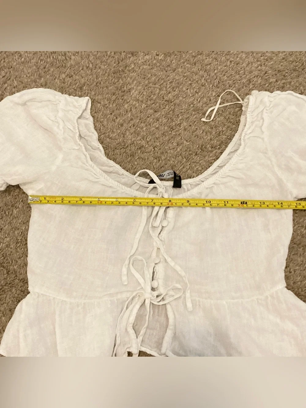 Linen Bow Milkmaid Blouse